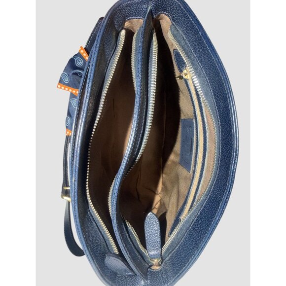 VTG Coach Madison Pierre Bag 4406 Navy Caviar Pebbled Leather Double Zip Italy - Picture 7 of 9